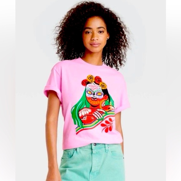 Urban Outfitters Golden Hour Dia Pacheco Short Sleeve Tee Pink Sz XS, S, XXL NWT - Picture 2 of 6